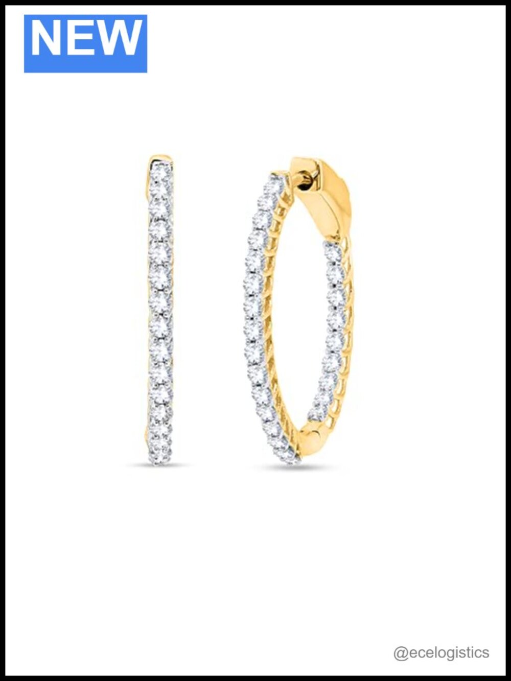 Inside-Outside Hoop Earrings 925 Sterling Silver Cubic Zirconia